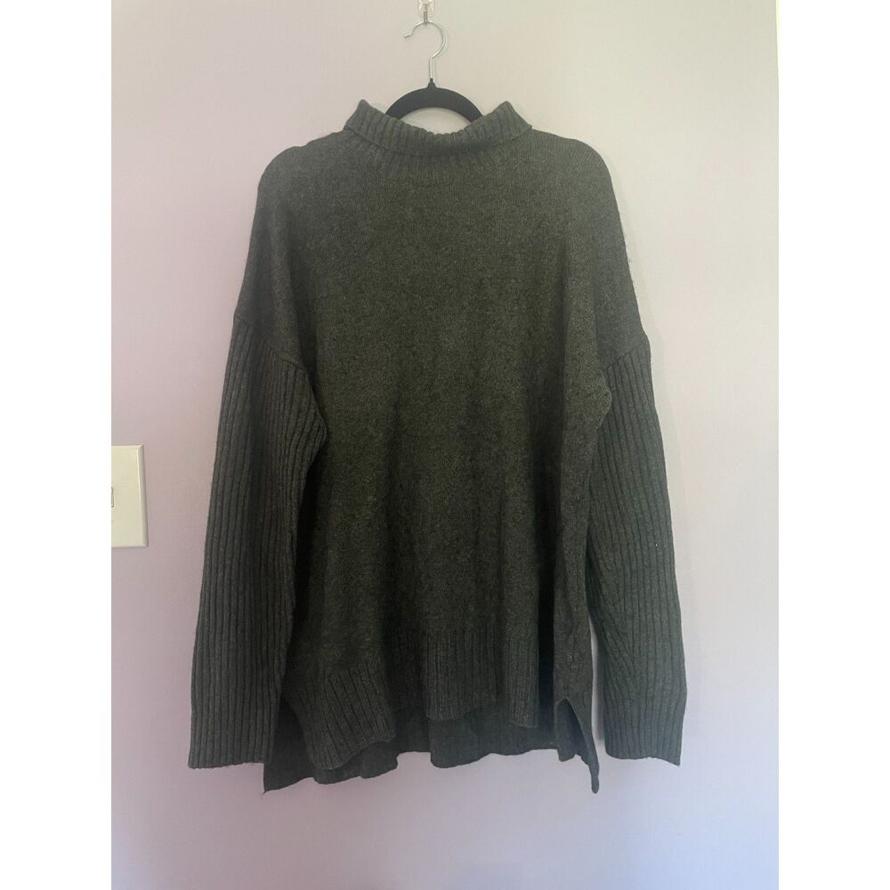 LL Bean Women's Wool Blend Mock Neck Sweater in Charcoal Gray size 2X